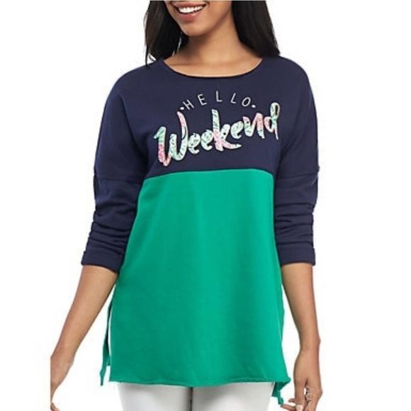 crown & ivy Tops - Crown & Ivy Raw Edge French Terry Sweeper Top